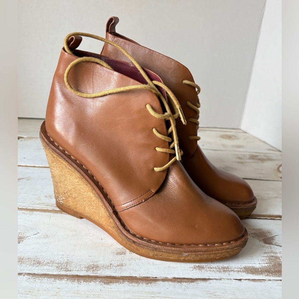 MARC Marc Jacob’s brown lace Up Chukka boots Oxford Gum Sole Wedge leather 38.5